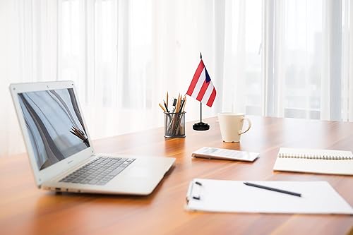 Miniatura 5 de Banderas de Puerto Rico - Juego de banderas de escritorio pequeñas mini banderas de Puerto Rico con poste negro de 13 pulgadas, base negra y parte