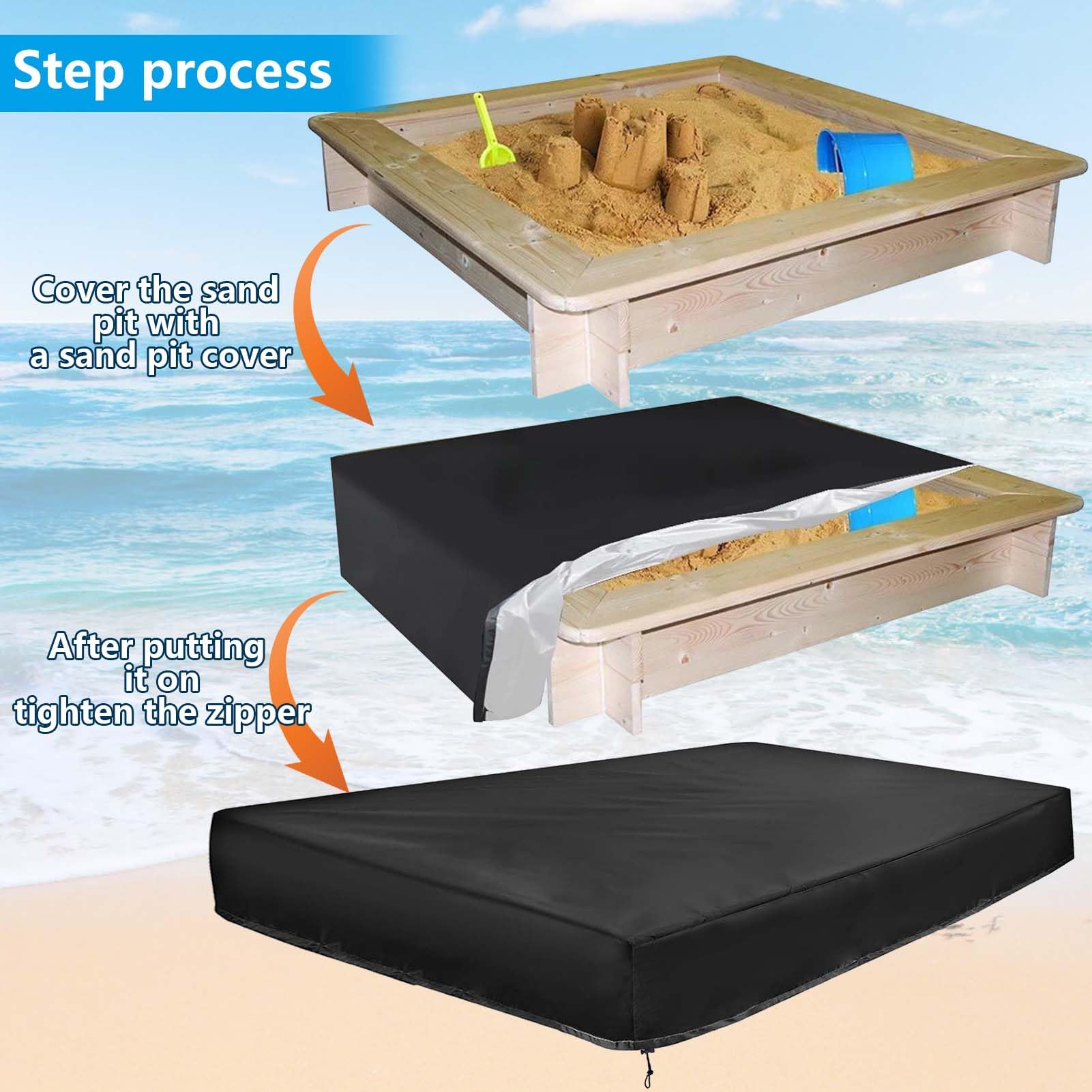 Impermeable Funda Arenero, 120x120 cm Cubierta Arenero para Niños Cubierta de Sandbox Cubierta para Arenero de Tela Oxford Arenero Toldo con Cordón, para Caja de Arena, Piscina, Jardín (120)