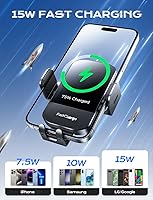 Vista 3 de CHGeek Cargador de Coche Inalámbrico, Carga Rápida de 15W, Cargador de Coche con Abrazadera Automática, Soporte de Teléfono para Coche Compatible