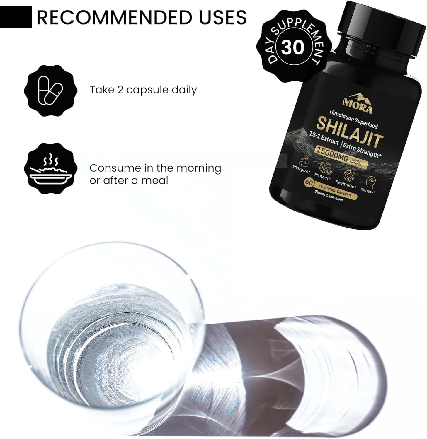 Well Being Mora Vegan Shilajit Supplement | 70%+ Fulvic Acid & 85+ Trace Minerals | Contains Bio-Active Elements & Humic Acid | 60 Capsules | Shilajit Capsules for Men & Women (Pack of 2)
