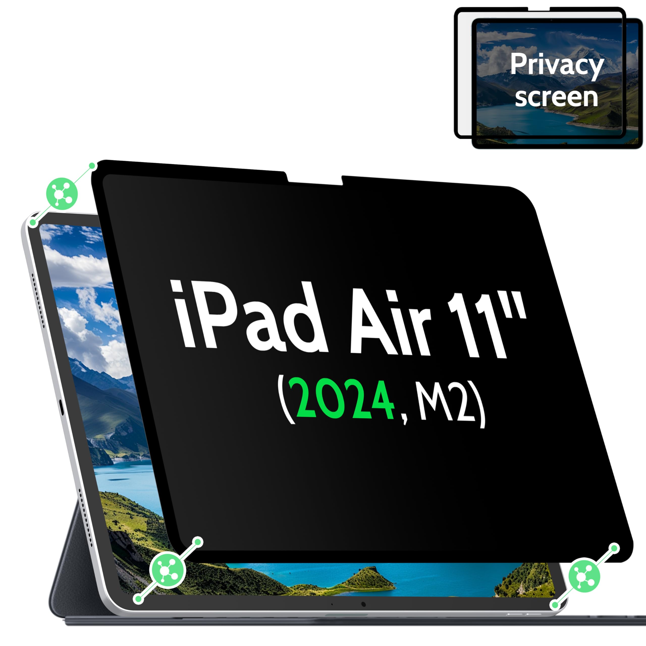 Privacy Screen Protector Compatible with iPad Air 11 M2/M3 (6/7th Generation,2024/2025), Anti-Glare Blue Light Film Anti-Spy Filter, Bubble-Free Shield Easy Install Guard Removable Cover