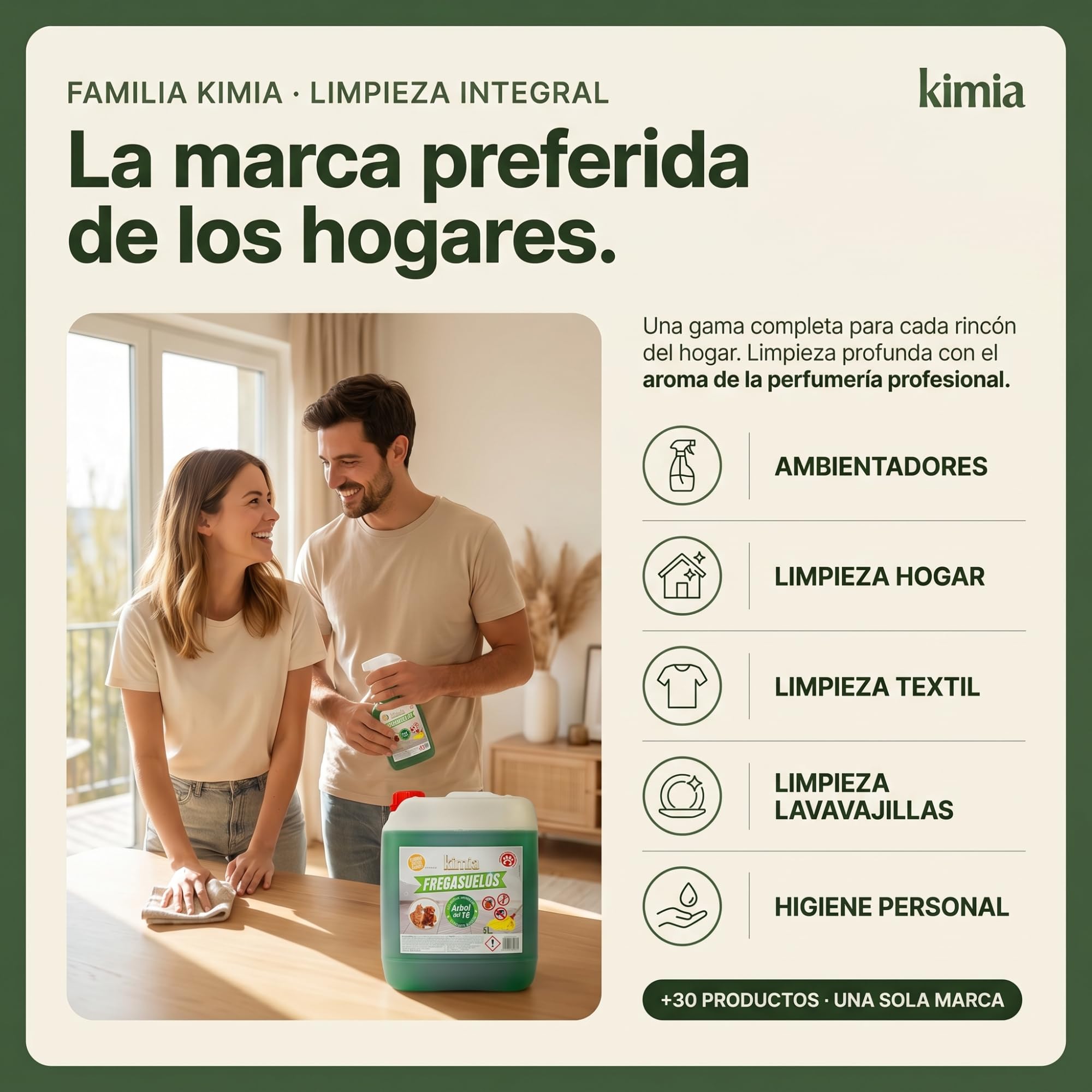 KIMIA Fregasuelos Profesional 5L Limpiasuelos Mascotas Repelente Insectos Concentrado Esencia de Árbol de Té Multisuperficie
