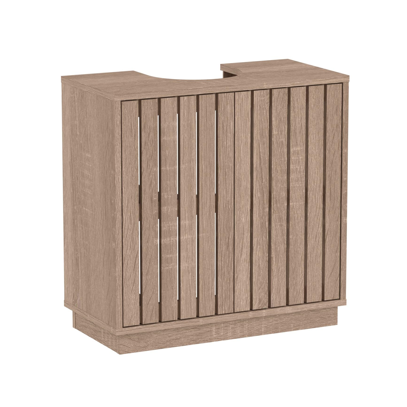 Furnihaus Gaia Wooden Under Sink Bathroom Storage Cabinet, Freestanding Slim Undersink Cupboard & Basin Unit, Floor Standing, 60x29.5x60cm, Oak Effect