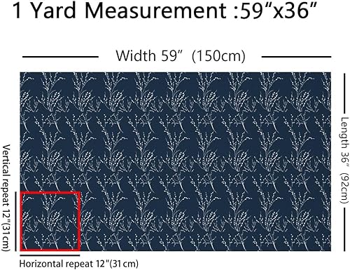Miniatura 2 de The Yard - Tela impermeable azul marino para exteriores, para sillas de 3 yardas, tela de flor de ciruelo de flores por yarda, decoración de ramas