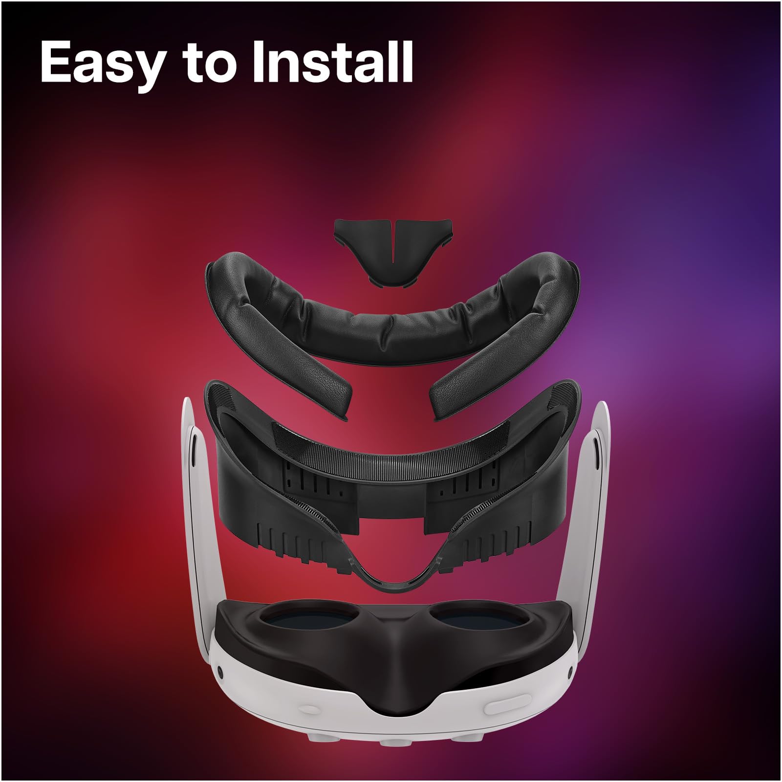 Interfejs Twarzy VR do Meta Oculus Quest 3 firmy MMOBIEL – Face Cover Pad do Quest 3 - Uchwyt Interfejsu - Zestaw Akcesoriów z Nakładkę nos Zapobiegającą Wyciekom i Pokrowiec z Skóry PU – Czarny