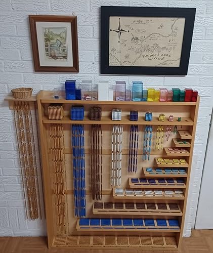 Miniatura 3 de Juego completo de gabinetes de cuentas matemáticas con cuentas, madera de haya sobre ruedas, grado de aula, casa, escuela primaria Montessori,