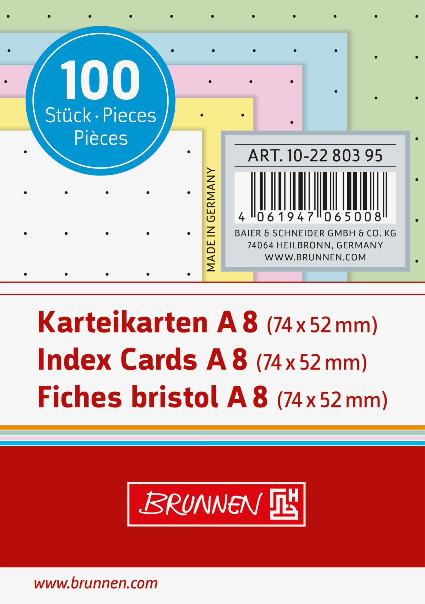 BRUNNEN Index Cards A8 Dotted