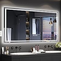 Vista 22 de Espejo de baño LED de 30x30 pulgadas con iluminación frontal y trasera (control independiente), espejo iluminado para pared de baño con 3