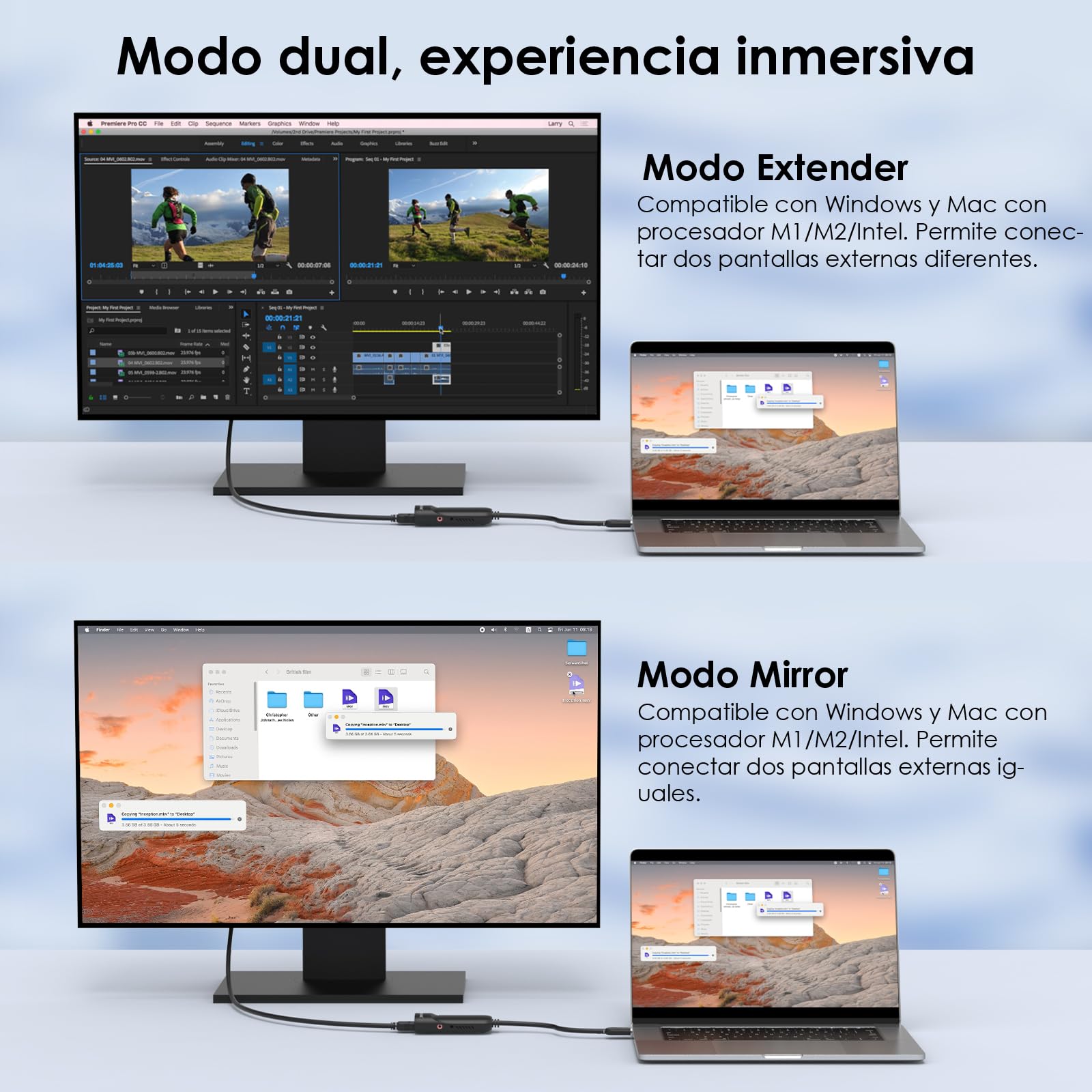 WAVLINK Adaptador USB C a HDMI 2K, Convertidor USB 3.0 a HDMI Displaylink para 6 Monitores Windows