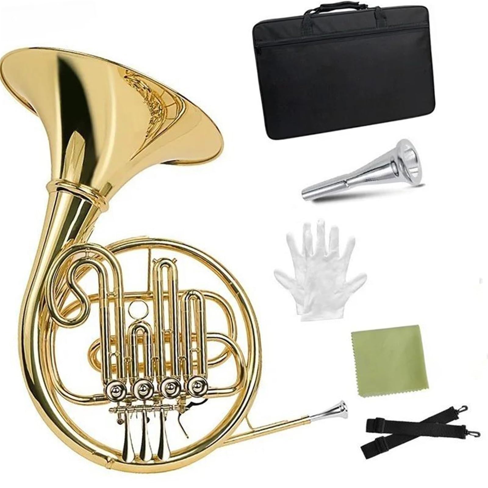 Róg francuski Metalowy płaski klucz B przenośny francuski róg początkujący profesjonalny instrument muzyczny