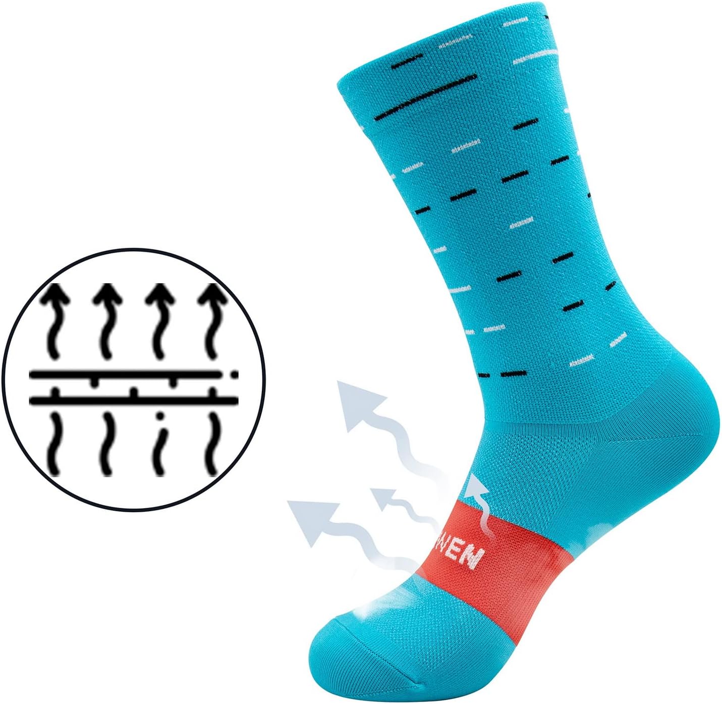 Cycling Socks Compression Athletic Crew Running Socks Mens Womens Hiking Riding Bike Workout Climbing Sports 5 Pairs - Image 3