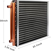 GPOAS 20x20 Water-to-Air Heat Exchanger with 1" Copper Ports - Efficient Hot Water Coil for Wood Furnaces & Forced Air Heating