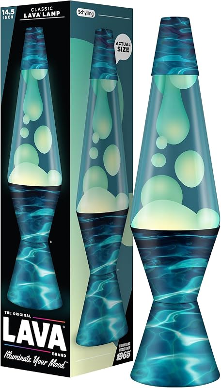 Lámpara Lava® original - Natación nocturna de 14,5" - Lámpara de movimiento líquido clásica - Cera blanca y líquido azul - Artículo n.º 2095 (exclusivo de Amazon)