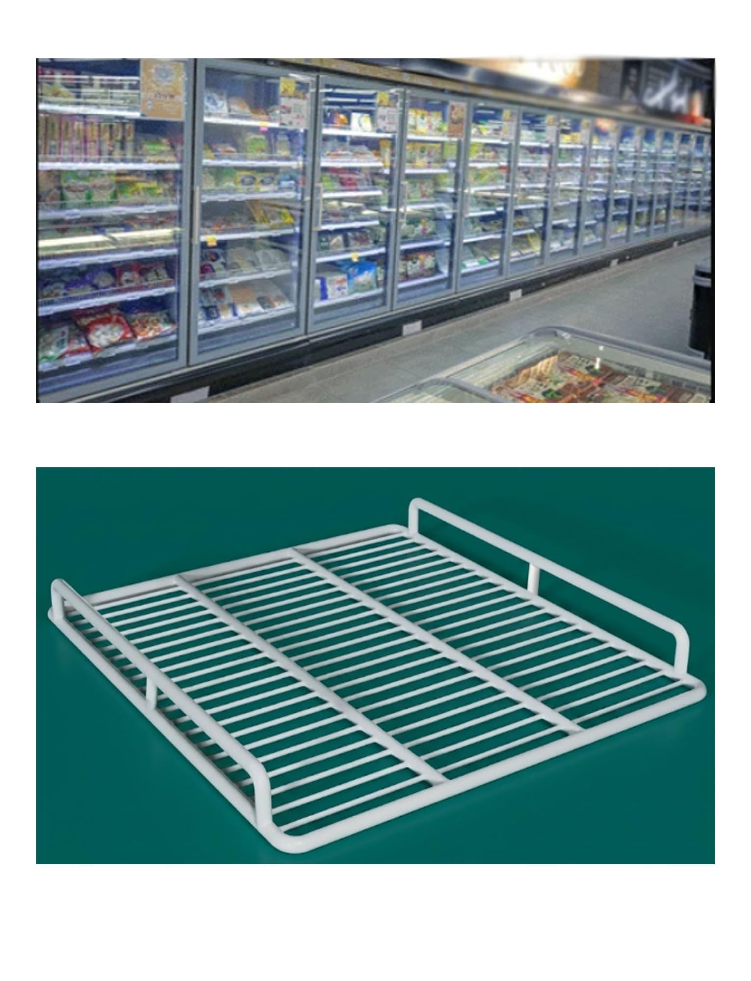 Ripiano ricambio frigorifero griglia freezer con doppie guide | Griglia in acciaio al carbonio for refrigeratore e vetrina(21.3x17.7in/54x45cm)