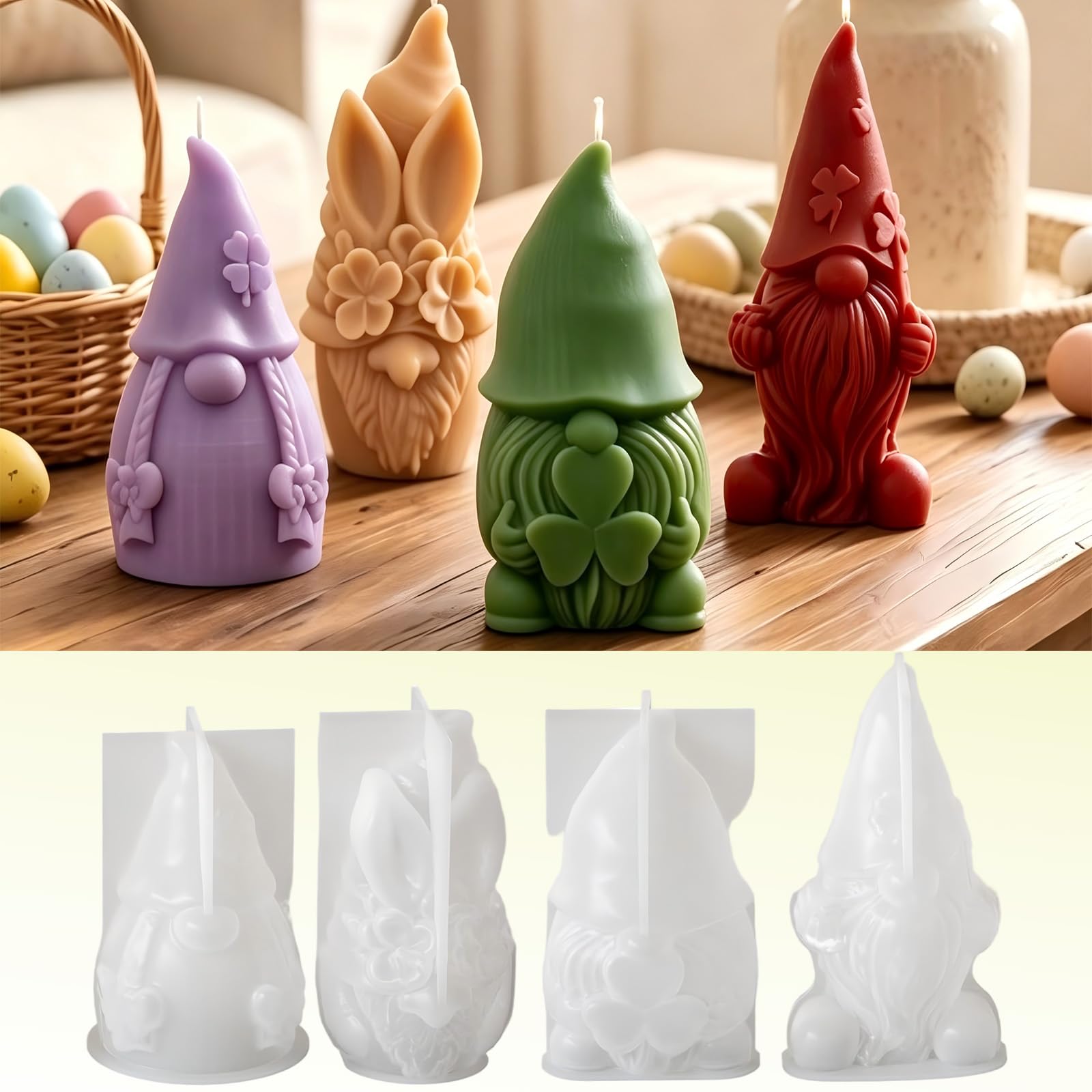 SVOCK Christmas Candle Moulds, Resin Moulds Silicone, 4Pcs Gnome Mold