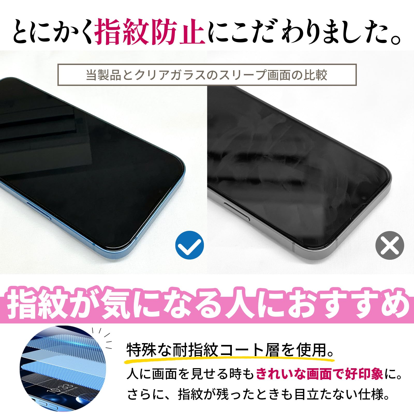 Amazon | 【指紋 つかない】 iPhone 16 用 フィルム ガラスフィルム