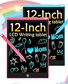 2 Pack LCD Writing Tablet, 12 inch Colorful Toddler Drawing Pad Doodle Board, Erasable Educational Toy Christmas Birthday Gift for 3 4 5 6 7 Year Old