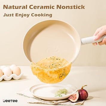 JEETEE Nonstick 23pcs Beige Bundle 13 Pcs Beige Ceramic Cookware Sets