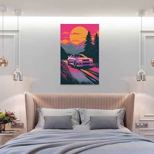 Miniatura 8 de R32 - Póster retro de Synthwave para automóvil, arte de pared, pósteres e impresiones colgantes para dormitorio, aula, dormitorio, sala de estar,