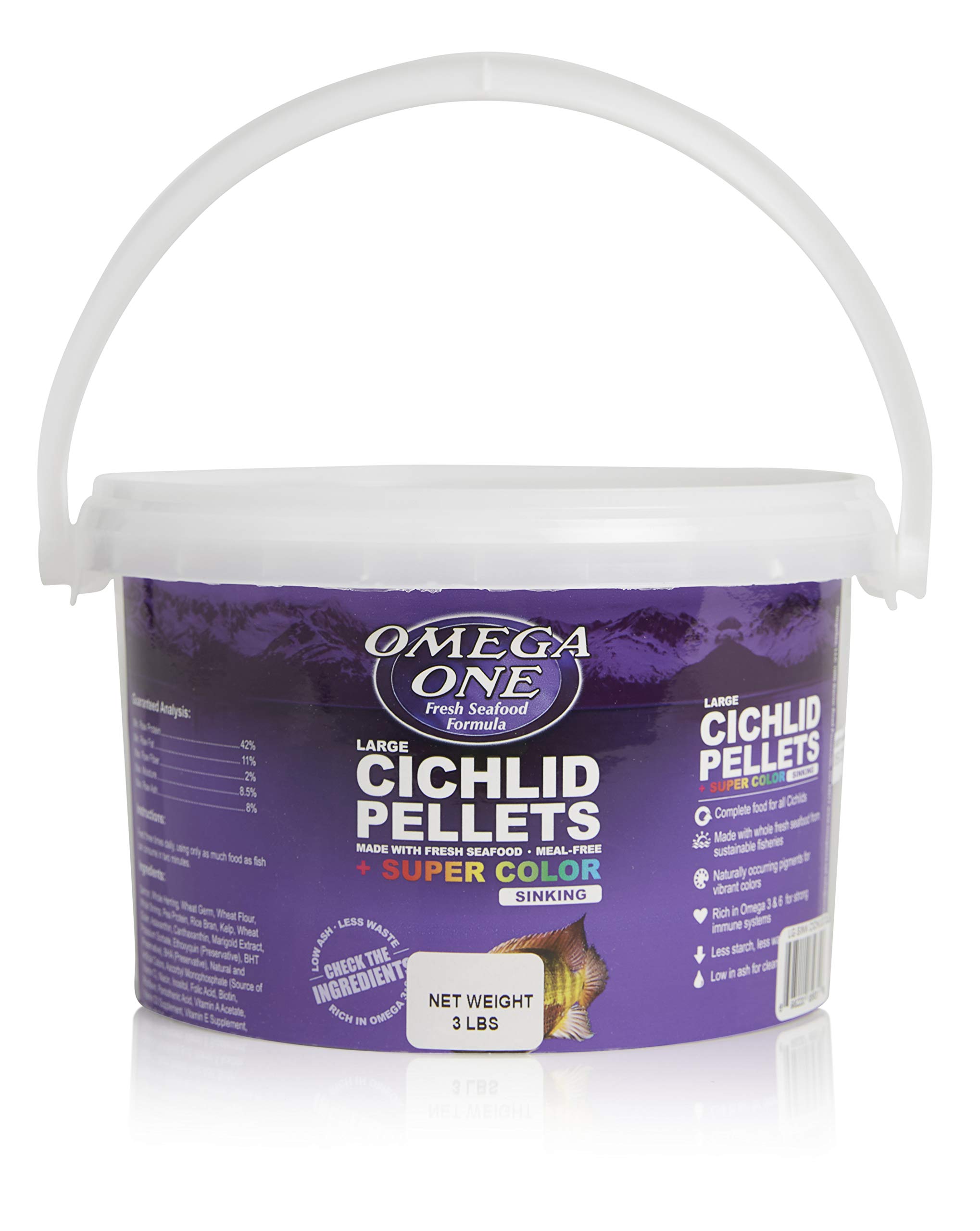 Omega One Super Color Sinking Cichlid Pellets, Large, 3 lb x1