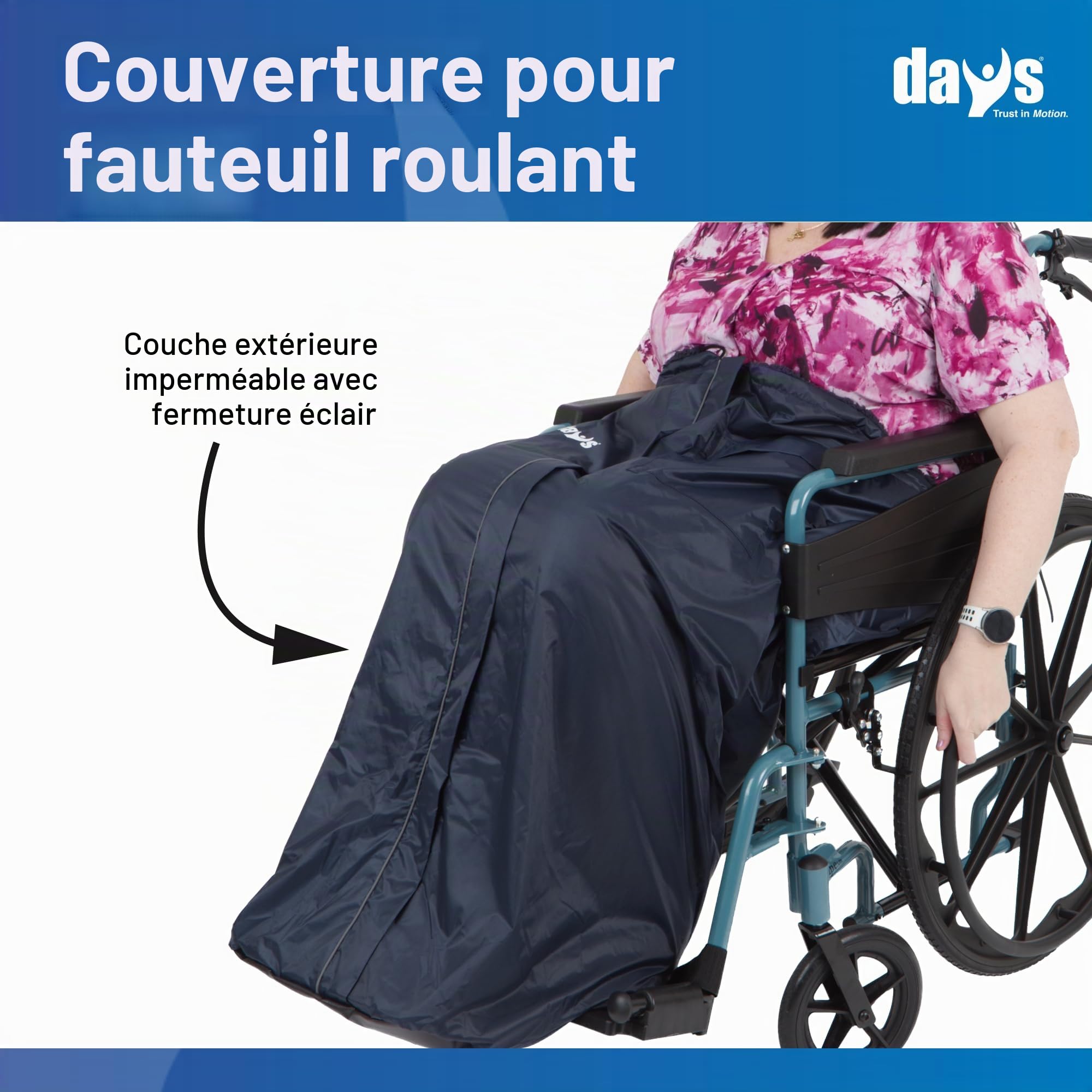 Homecraft Wheelchair Cosy, Standard Size, Wheelchair Blanket for Warmth and Comfort, Wheelchair Accessory, Fleece Lined Blanket with Ring Pulled Zipper, Fits Nearly All Manual Wheelchairs