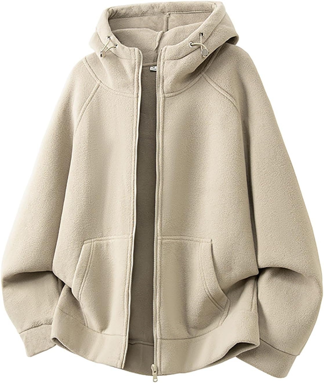Mens Fleece Jackets Zipper Long Sleeve Fleece Lined Hooded Jacket Lightweight Casual Outdoor Warm Coat with Pocket