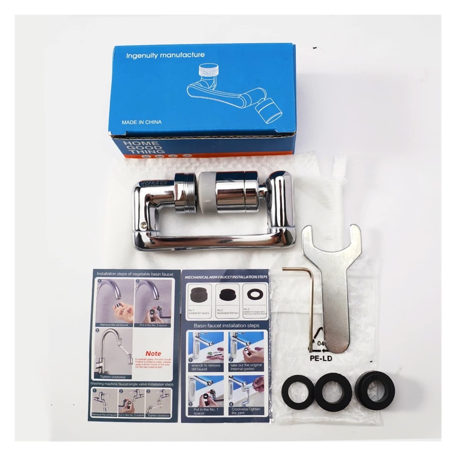 Metallo Rame 1440 ° Rotazione Rubinetto Aeratore Prolunga Girevole Braccio robotico Rubinetti Ugello Cucina Risparmio idrico Spruzzatore Ben Fatto(1440 Dual-mode Set 3)