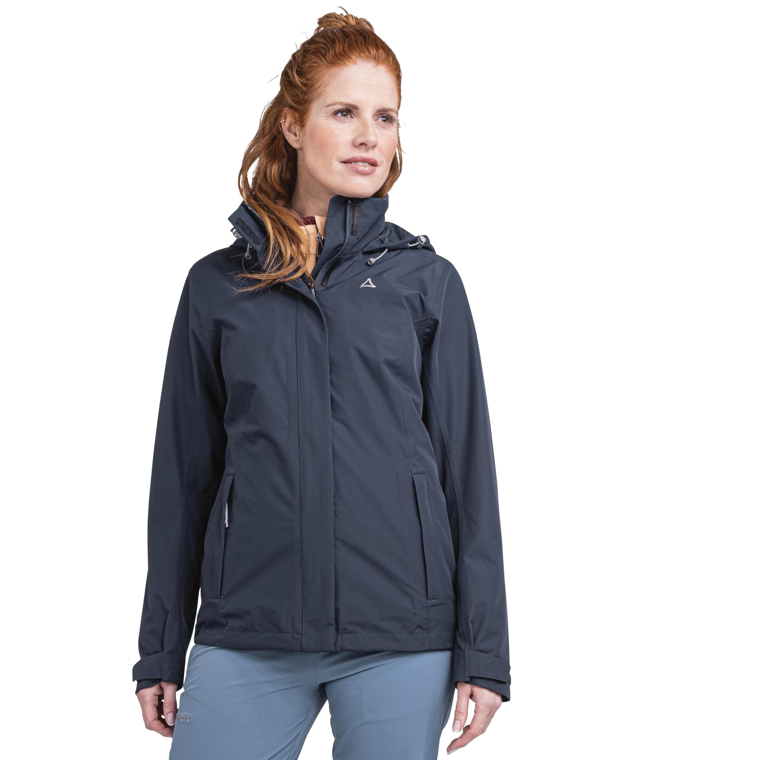 Schöffel Damen Jacket Gmund L, wind- und wasserdichte Regenjacke, atmungsaktive Outdoor Jacke, Wanderjacke mit verstaubarer Kapuze