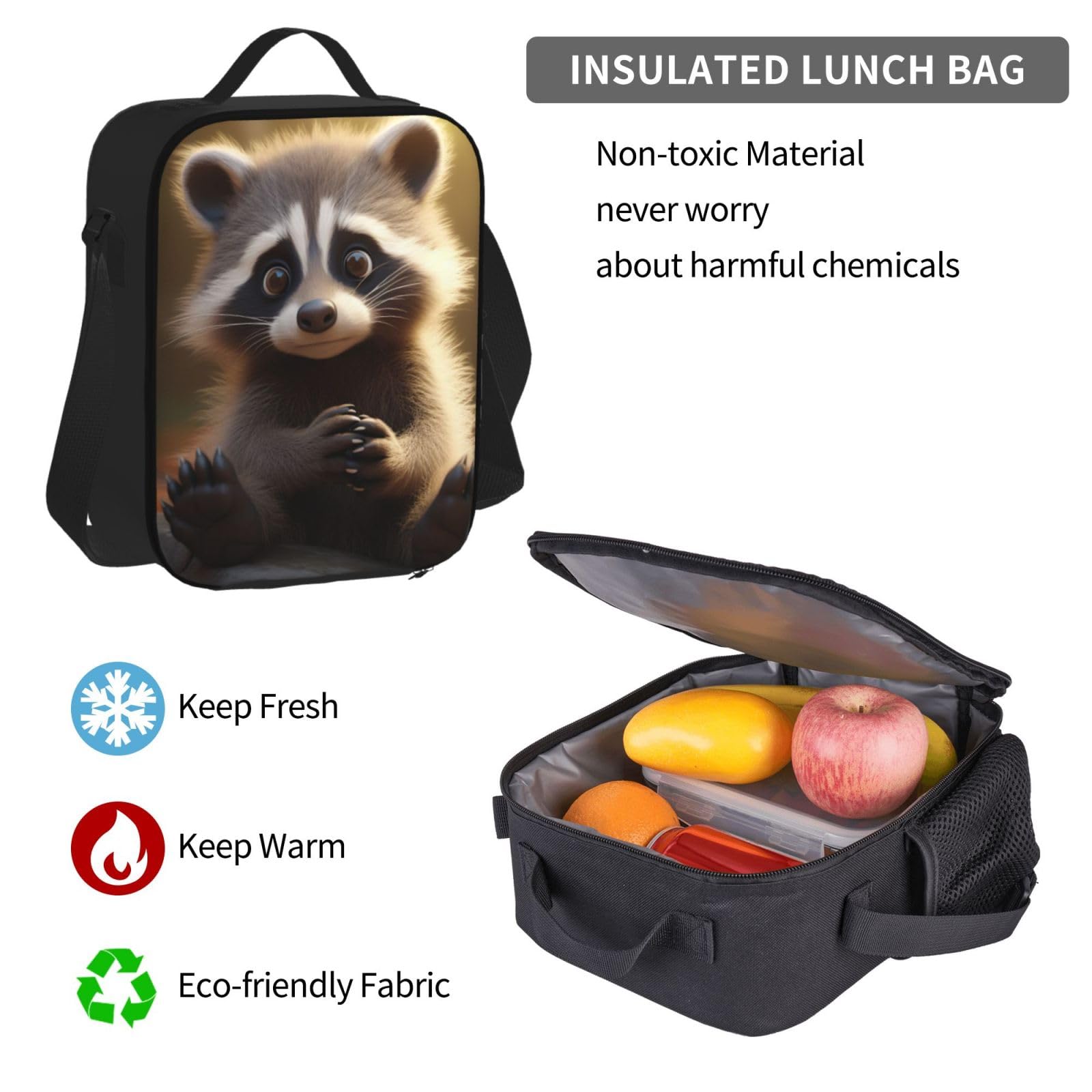 Zaino, borsa portapranzo, astuccio, set da 3 pezzi, per lavoro e