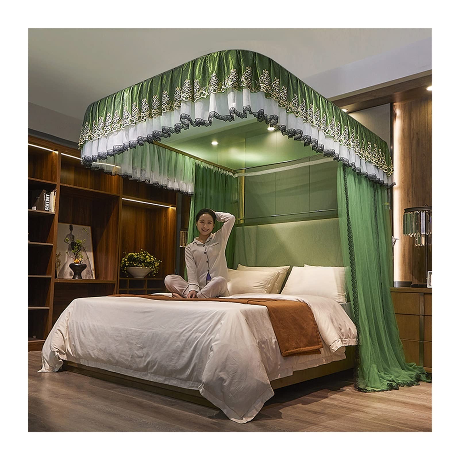 Moustiquaire anti-poussière pour lit avec rideau de lit occultant universel toutes saisons