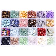 Vilihkc Natural Chip Stone Beads 24 Colors 1200 Pieces Irregular Gemstones Healing Crystal Loose Rocks Bead Hole Drilled DIY for Bracelet Jewelry Making Crafting 4-8mm