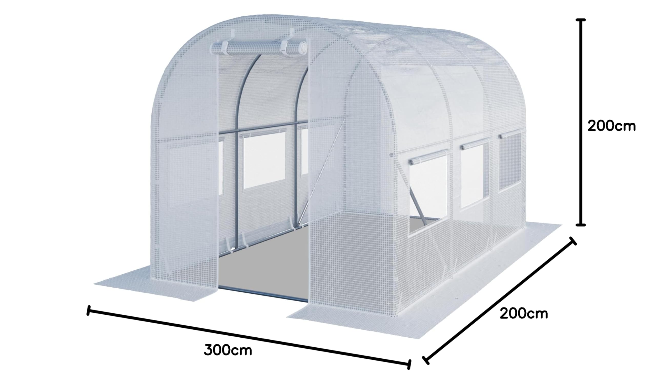 TOOLPORT Serre de Jardin Serre Tunnel Plastique Robuste 2x3m - Bâche PE 180g/m² Blanc Transparent