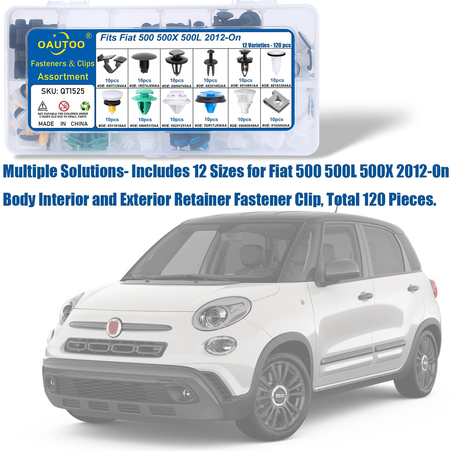Amazon.com: OAUTOO 120pcs fits Fiat 500 500X 500L Body Interior