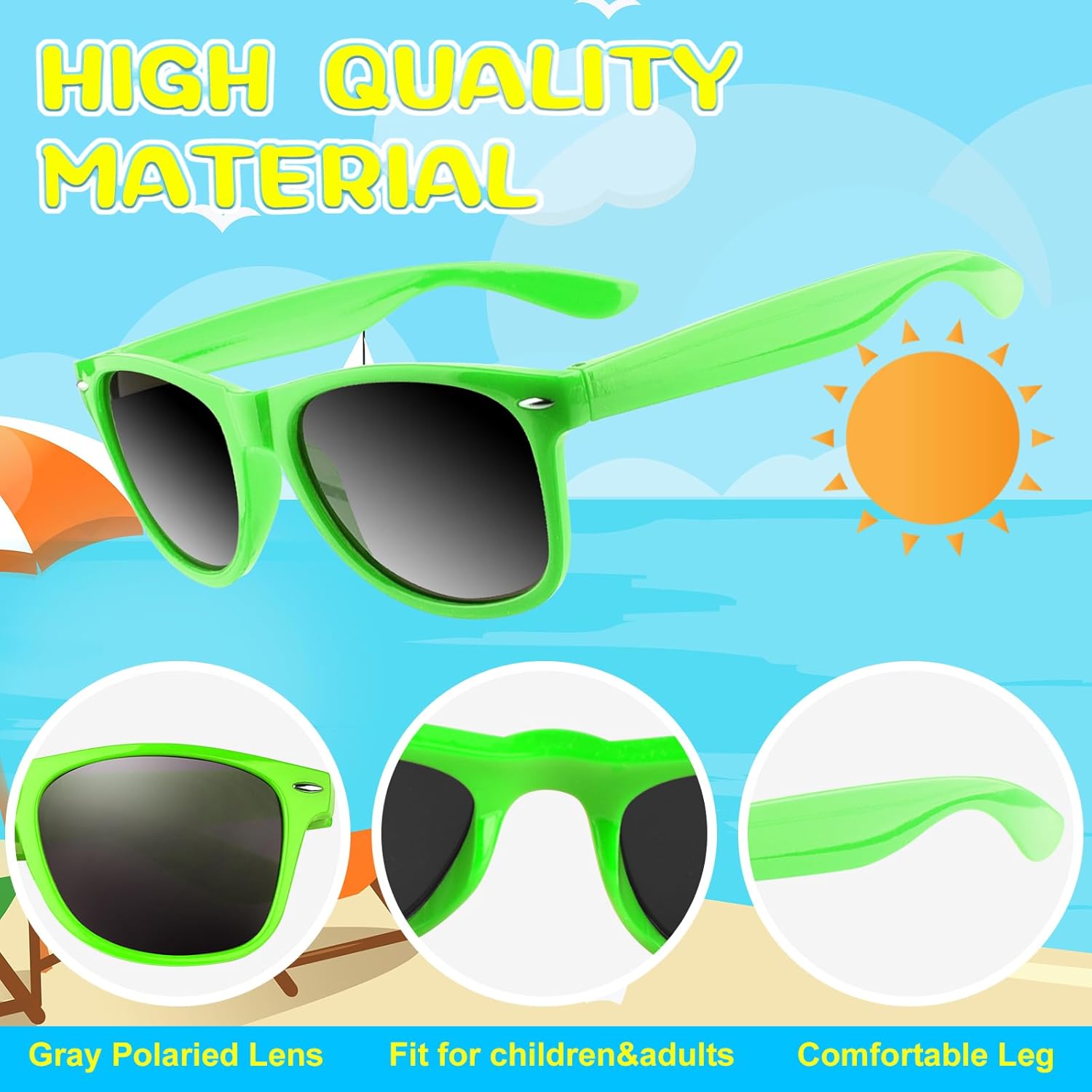 ASTARON 12 Pack Party Sunglasses Bulk Neon Party Favors for Beach Wedding Party Pool Party Supplies - Image 3