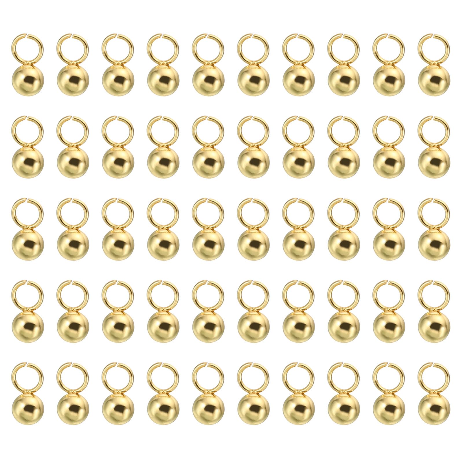 PATIKIL 50pcs Steel Bead Charm, Stainless Steel Ball Bracelet Charm Pendants Metal Round Beads Small Bulk for Jewelry Making