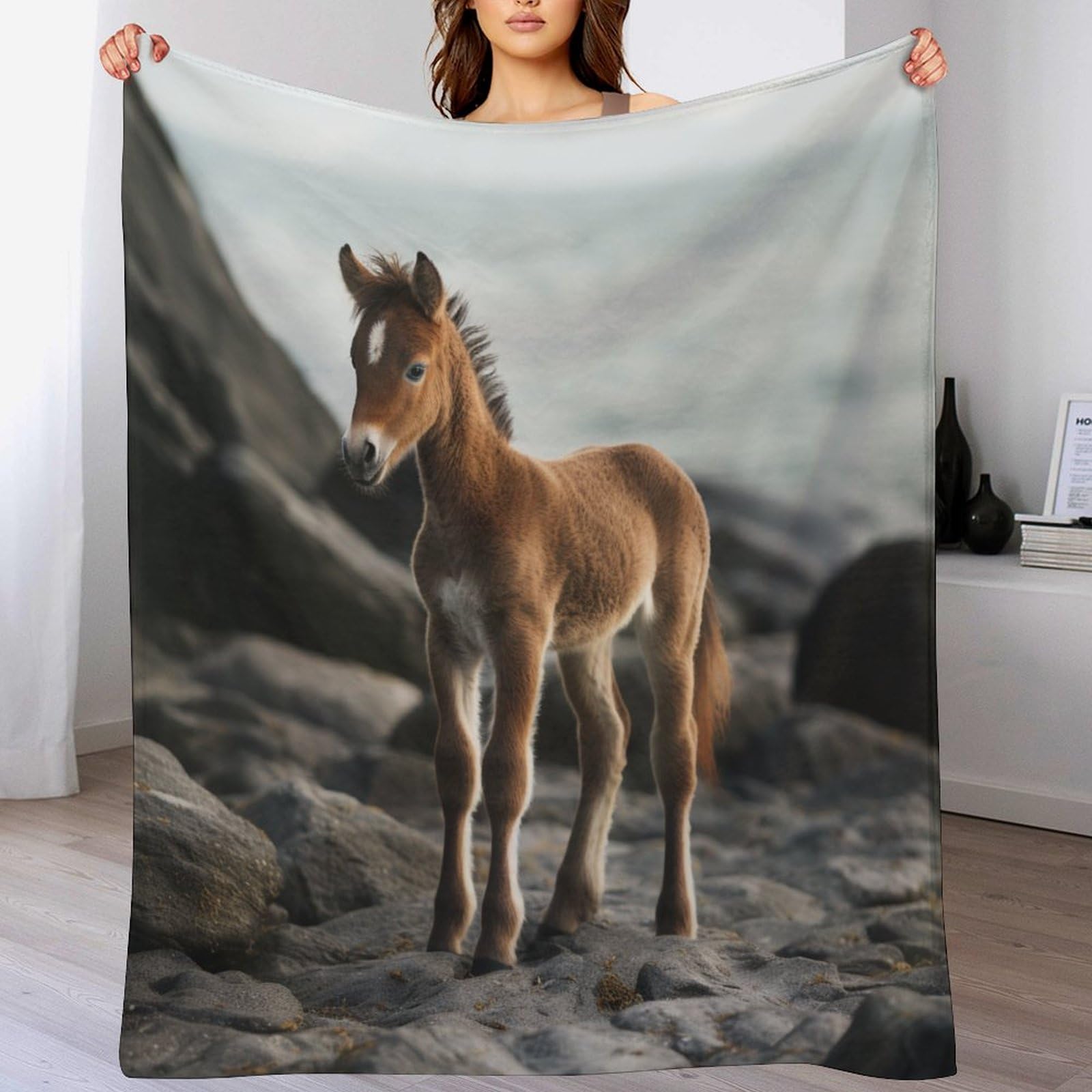 Couverture cheval en flanelle 150x200 cm pour canapé-lit