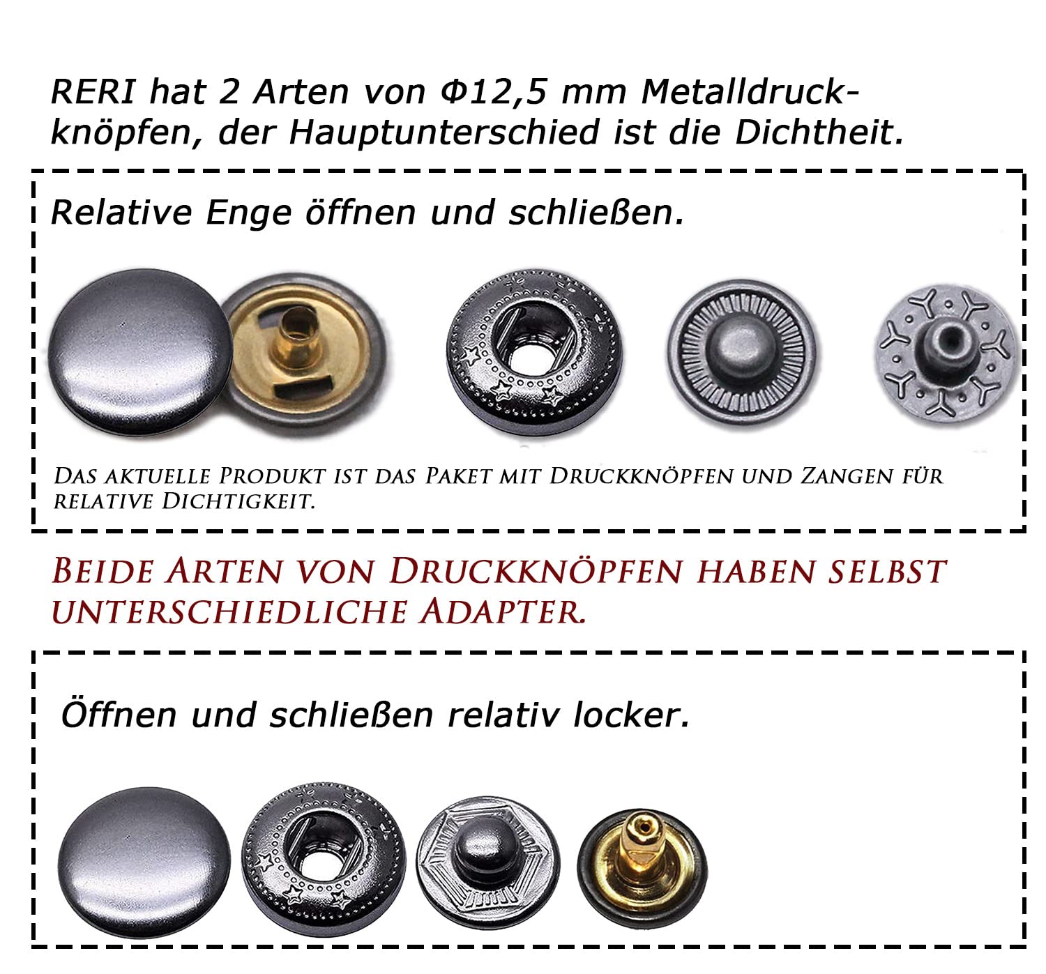 RERI Anorak Press Studs Diameter 12.5 mm Silver Press Studs for Leather Craft Jacket Handbag Wallet - Image 2
