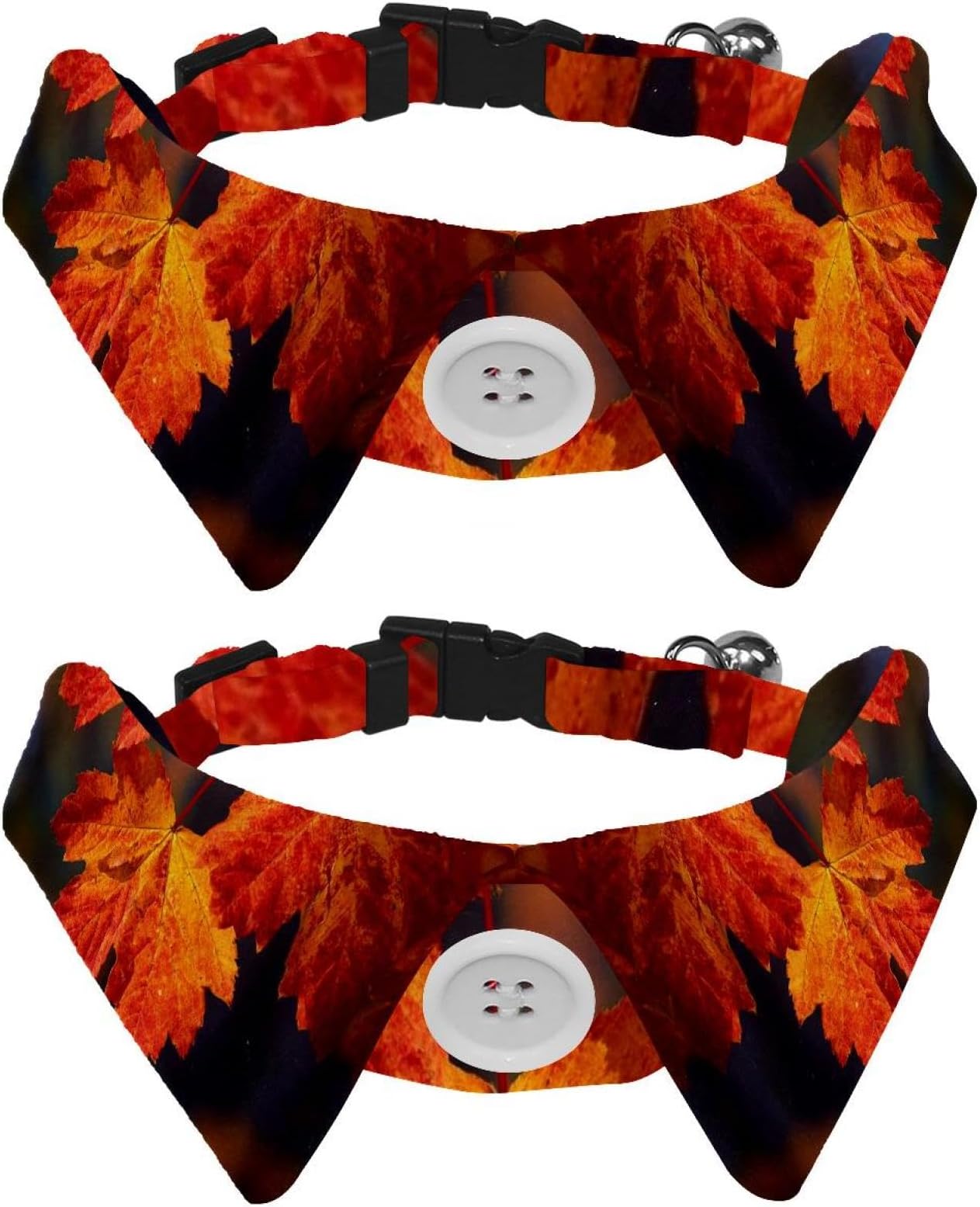 Double Pack Stylish Dog Bow Ties Collar – Secure Elastic Design for Small/Medium/Large Pets, Daily Walk & Party Outfits (Fall Maple Leaves)