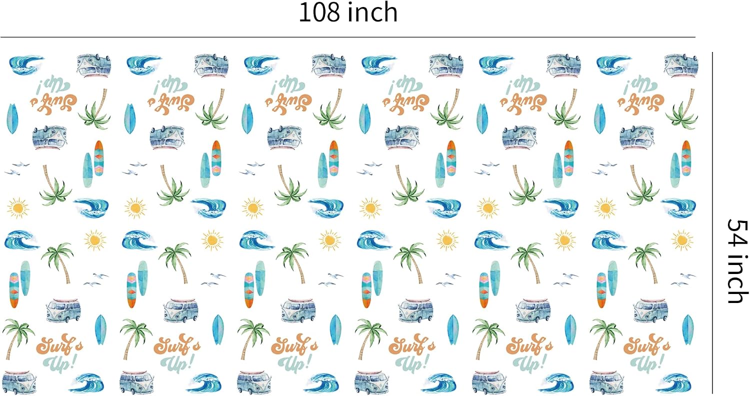 APOWBLS Surf's Up Party Decorations Tablecloth Boys - Disposable Surf Birthday Party Supplies Table Cover, Summer Hawaiian Beach Wave Surfing Birthday Decorations Table Cloth - 3Pack (54in x 108in)