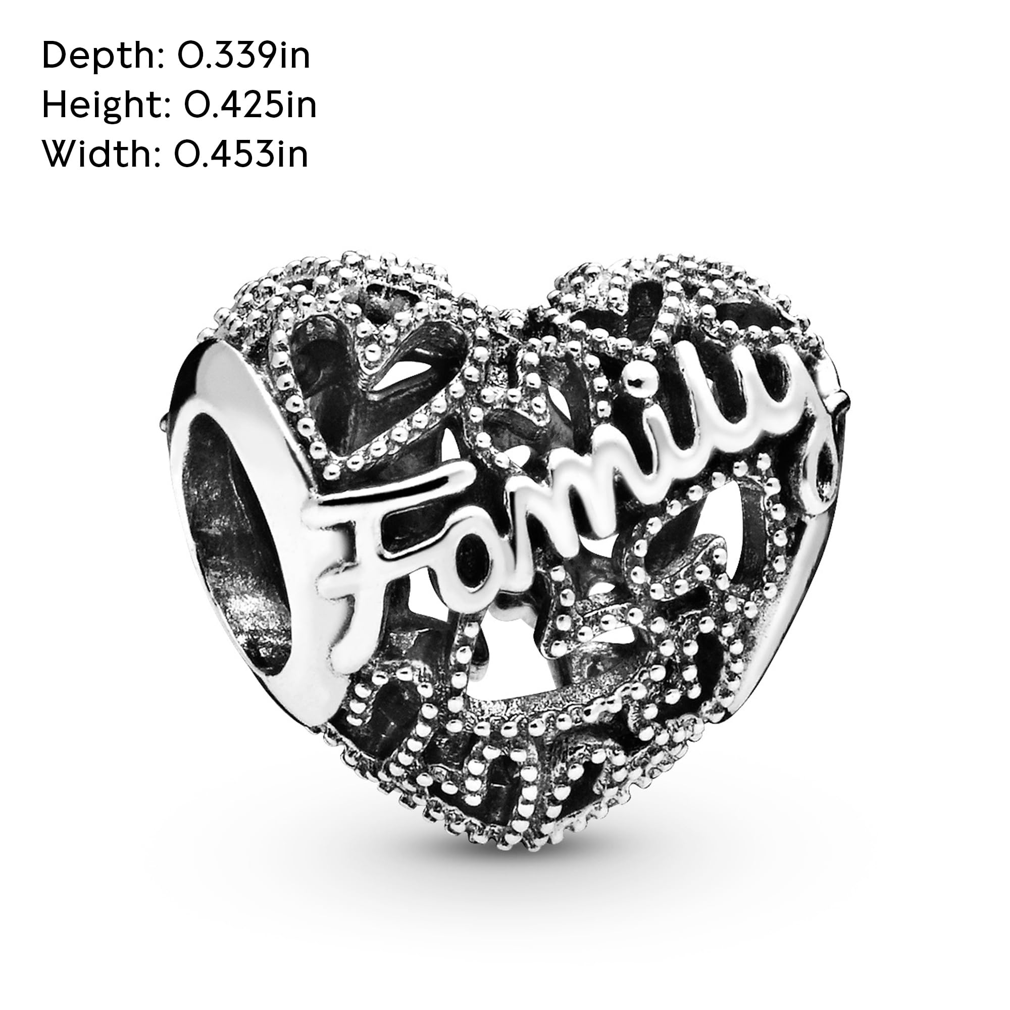 PANDORA Family Heart Charm - Compatible Moments - Jewelry for Women - Gift for Her - Made with Sterling Silver - With Gift Box