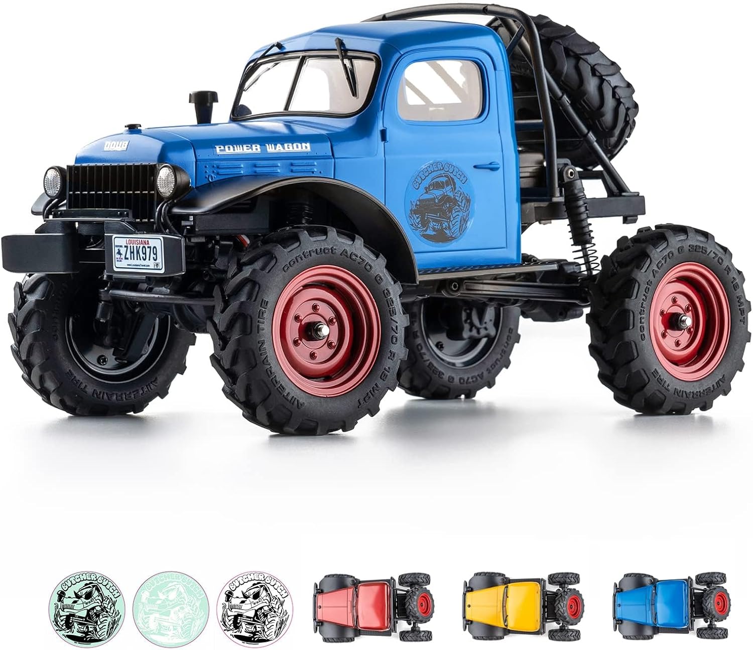 FCX24 RC Crawler 1/24 Remote Control Car, Power Wagon 4WD RC Crawler Two-Speed Shift, RC Rock Crawler 8Km/h with Portal Axle Metal Gears for Adults (Blue)