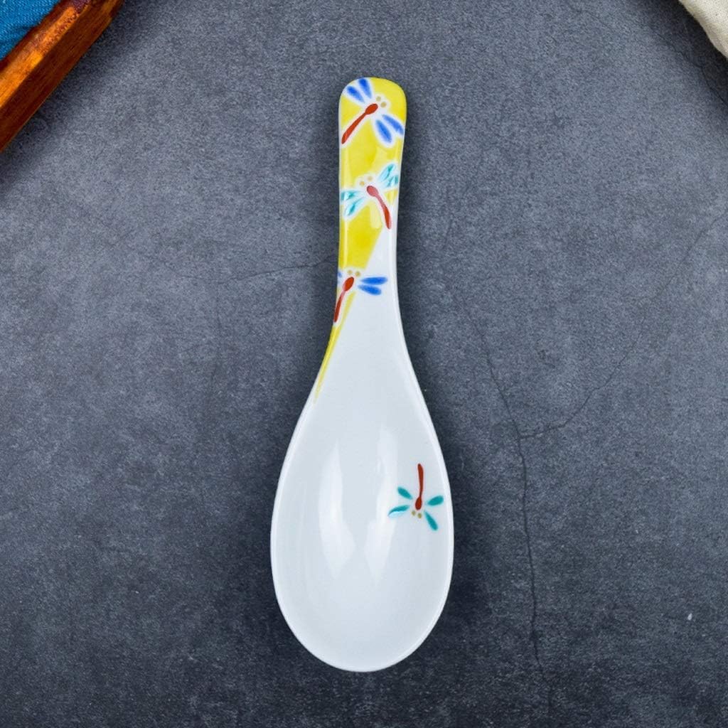 Professional ladle Asian Spoon Ceramic Small Spoon Japanese Handmade Spoon Soup Porridge Dessert Dessert Set of 2 Soup ladle (Color: E) (E)