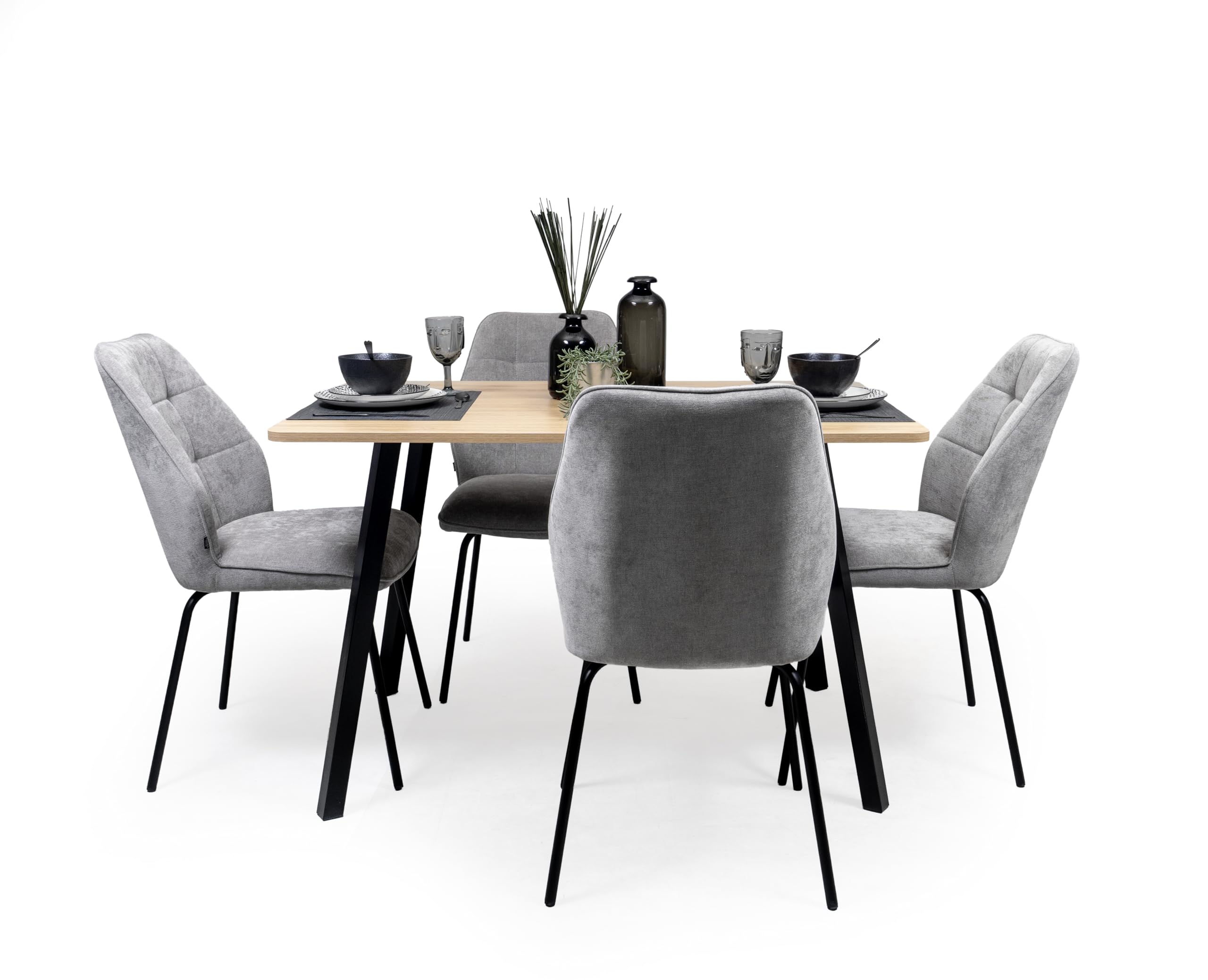 Homely® | Mesa de Comedor o Cocina Nadir | Diseño Funcional de 120x80 | Mesa Industrial, Sencilla Y Minimalista | Diseño Versátil chapada melamina Roble y Patas Metal Negro | Mesa para 4 Personas