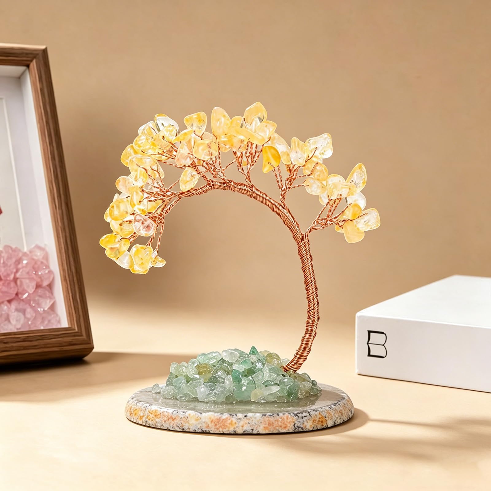 Albero Della Vita In Cristallo Giallo, Soprammobili Moderni per Casa e Ufficio, Oggetti Decorativi per la Casa Fatti a Mano, Ornamento Feng Shui per Prosperità e Fortuna, Regalo Donna