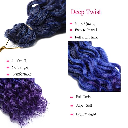 Miniatura 4 de Cabello sintético de ganchillo con ondas oceánicas para mujeres negras, 3 paquetes de cabello sintético de ganchillo rizado hawaiano, extensiones de