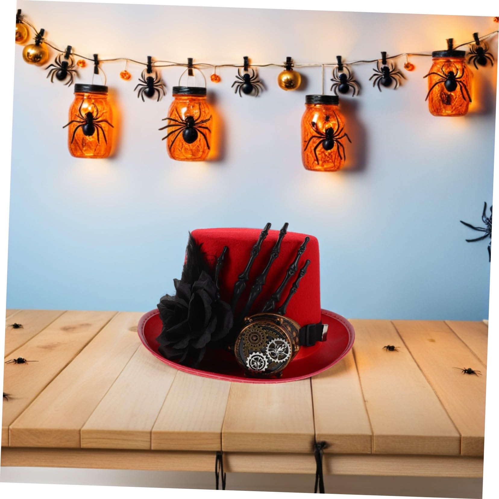 Homoyoyo Sombrero de Copa de Halloween Diseño de Calavera Sombrero Steampunk para Fiesta de Cosplay Unisex Hombres Mujeres