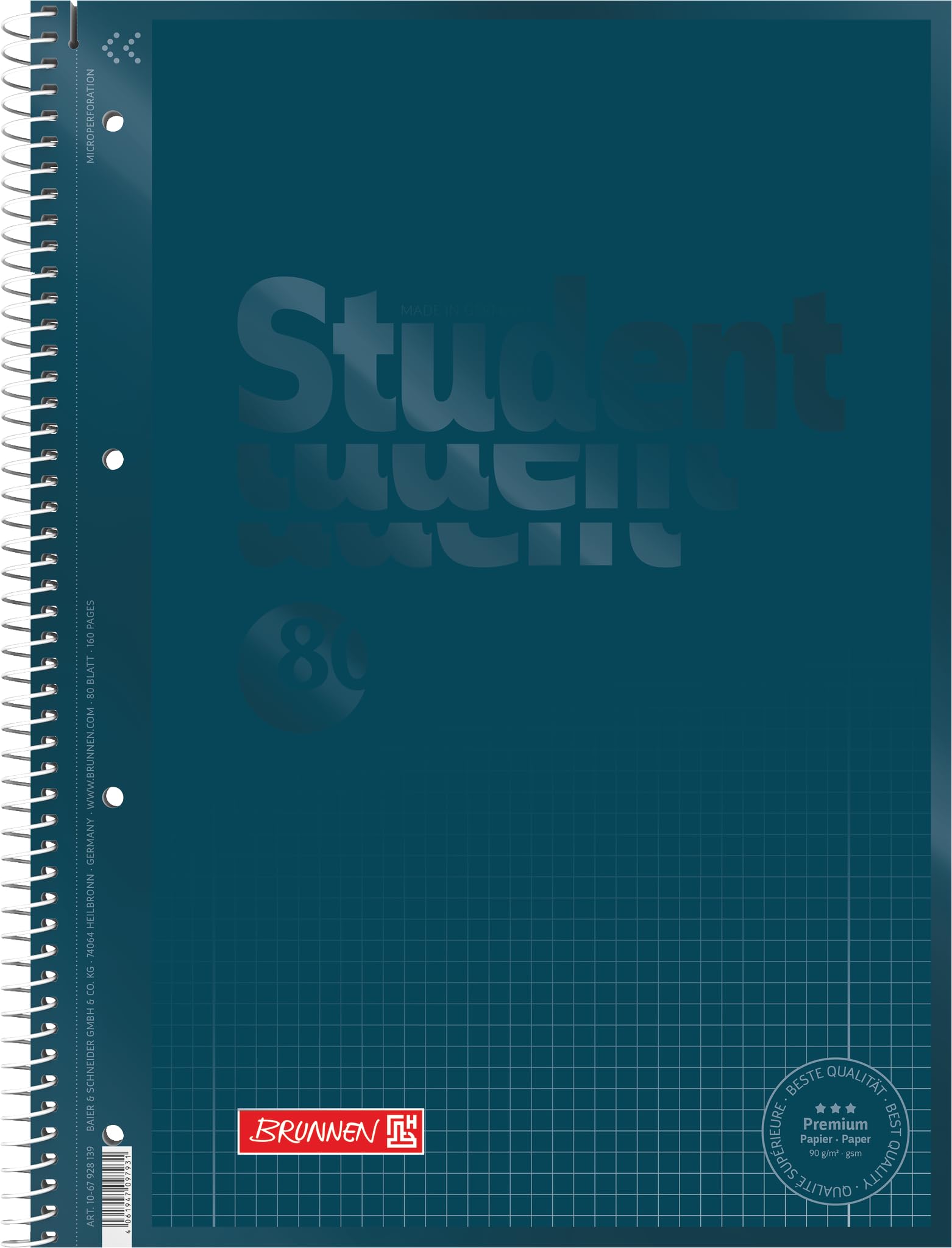 Brunnen College Notepad Premium Student Colour Code A4 Cover Sheet: Denim