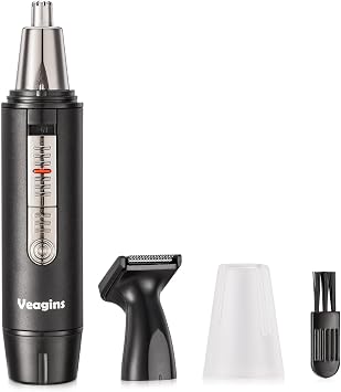 Nose Hair Trimmer for Men Wet Dry Facial Ear Hair Clipper with Vacuum System & Hypoallergenic Dual-Edge Blade Battery Operated Waterproof NT11