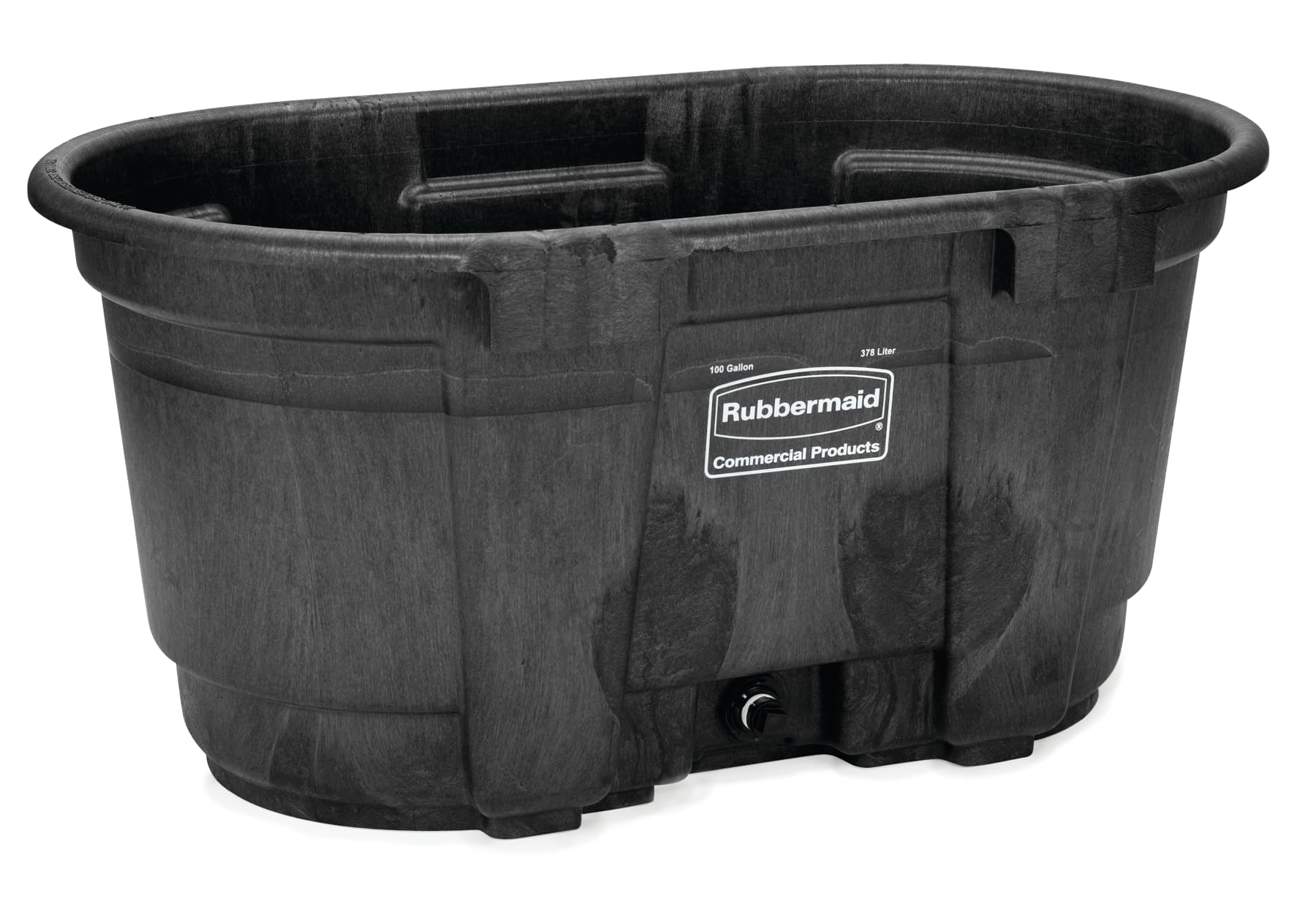 Rubbermaid Commercial Products Stock Tank 100-Gallons Structural Foam Heavy Duty Container for Livestock/Animal/Cattle Feed & Water Outdoor Homemade Pool/Hot Tub/Bathtub & Pet Cleaning/Dog Wash