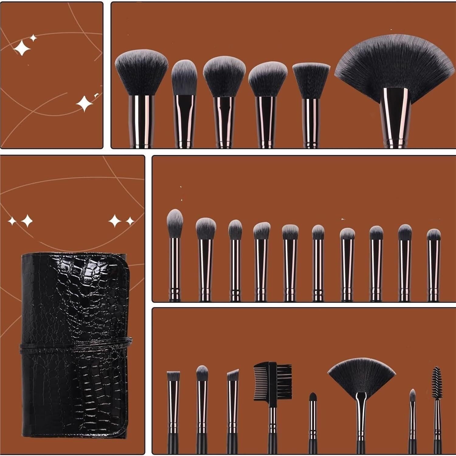 Make-up-Pinsel, Make-up-Pinsel-Set, Echtes 24-teiliges Premium-Qualitätswerkzeug for Synthetische Puder- Und Foundation-Qualität